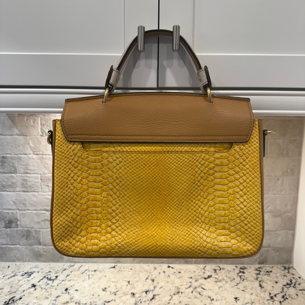 MCM EUC Yellow Python & Tan Leather Satchel - image 2